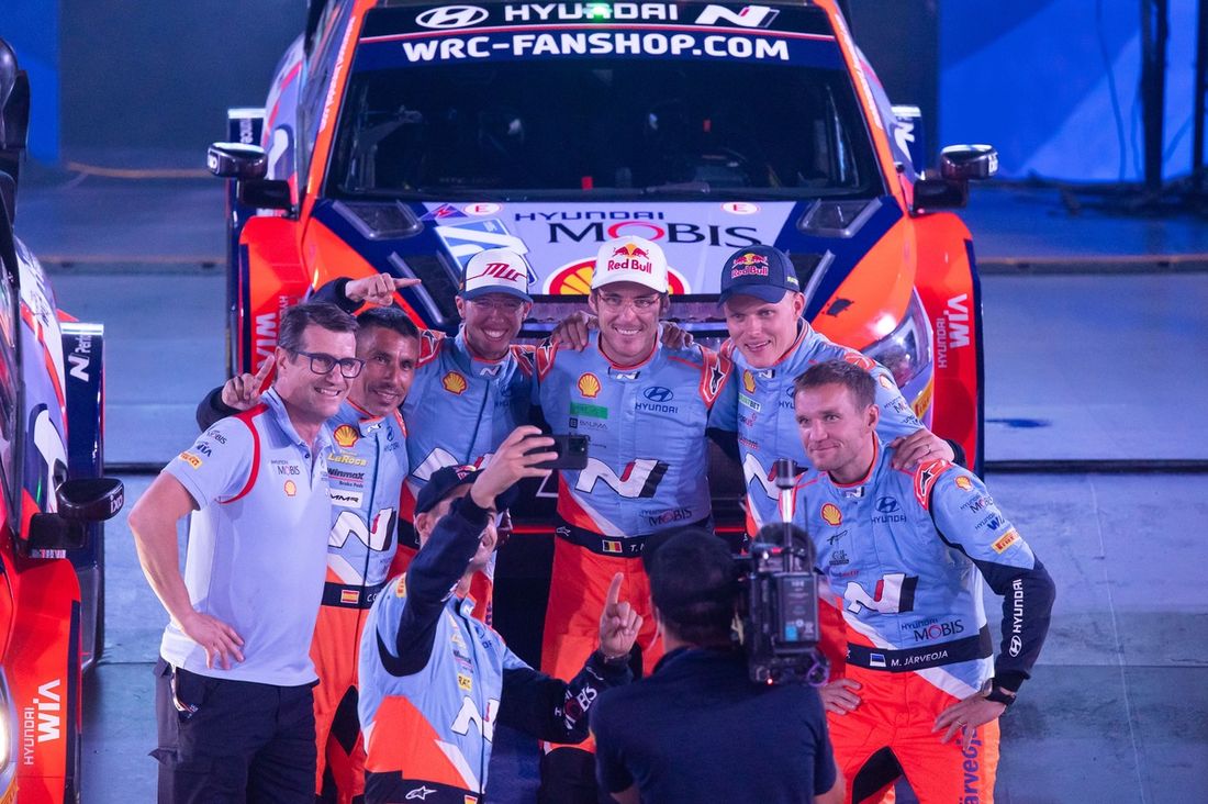 Dani Sordo, Candido Carrera, Hyundai World Rally Team Hyundai i20 N Rally1, Thierry Neuville, Martijn Wydaeghe, Hyundai World Rally Team Hyundai i20 N Rally1, Ott Tänak, Martin Järveoja, Hyundai World Rally Team Hyundai i20 N Rally1.