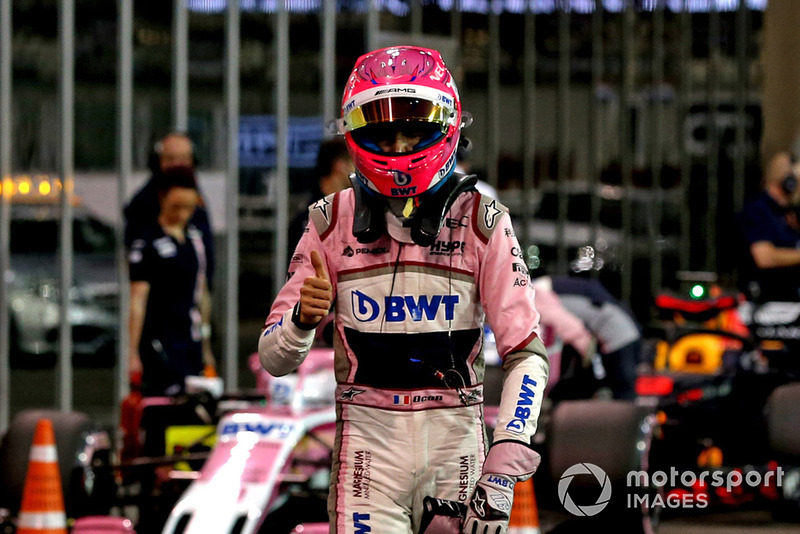 Esteban Ocon, Racing Point Force India in Parc Ferme