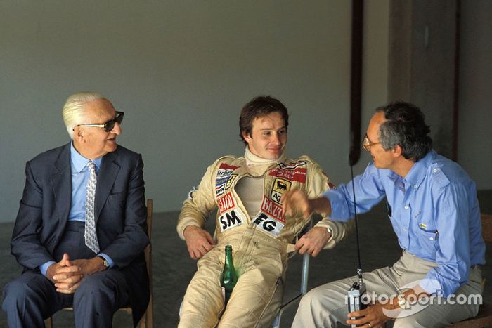Enzo Ferrari, Gilles Villeneuve, Ferrari and Roberto Nosetto