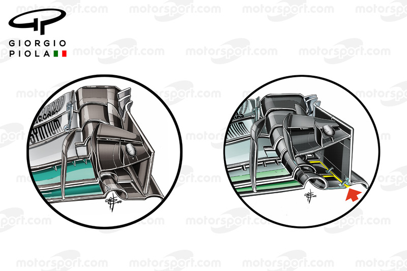 Mercedes W07 endplates: vergelijking Canada en Maleisië