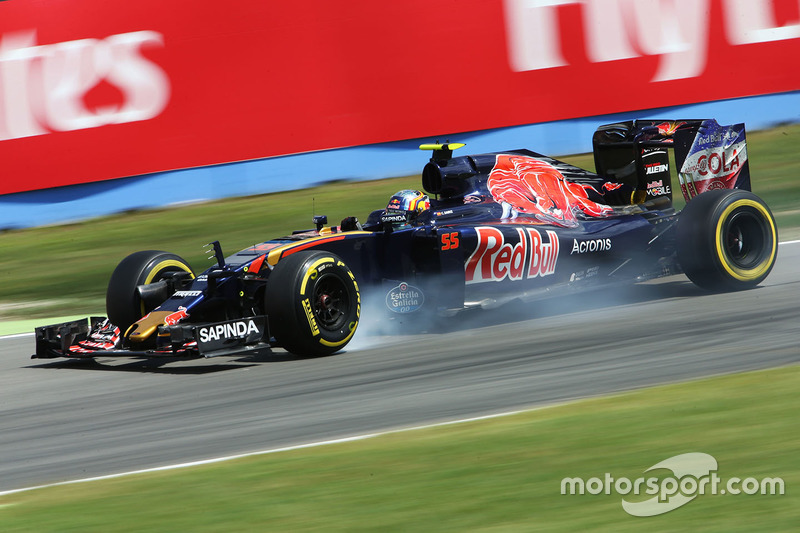 Carlos Sainz Jr., Scuderia Toro Rosso STR11, blockiert ein Rad beim Bremsen