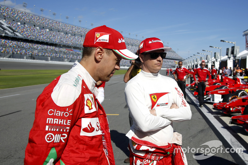 Sebastian Vettel, Ferrari and Kimi Raikkonen, Ferrari