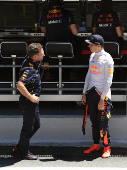 Christian Horner, Red Bull Racing Team Principal and Max Verstappen, Red Bull Racing