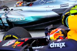 Lewis Hamilton, Mercedes AMG F1 W08, race winner, Max Verstappen, Red Bull Racing RB13, second place