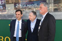 Jean Todt, presidente de FIA,  Pierre Fillon, ACO Presidente y Chase Carey CEO  de FOM