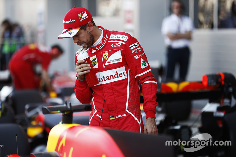 Pole sitter Sebastian Vettel, Ferrari