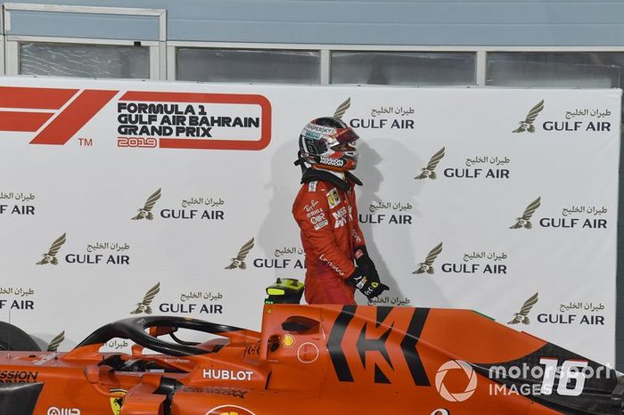 Charles Leclerc, Ferrari, 3° classificato, nel parco chiuso