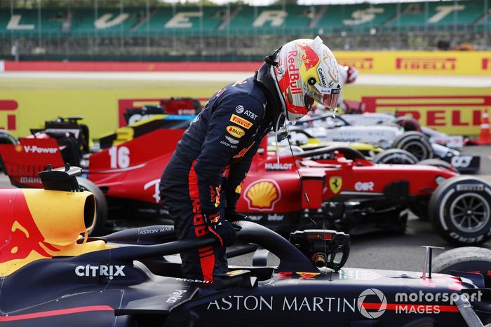 Segundo lugar Max Verstappen, Red Bull Racing, en parc ferme