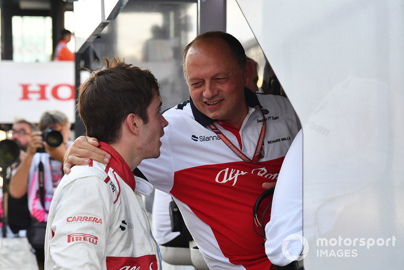 Charles Leclerc, Sauber and Frederic Vasseur, Sauber, Team Principal