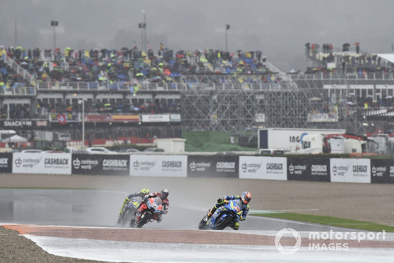 Alex Rins, Team Suzuki MotoGP, sotto la pioggia