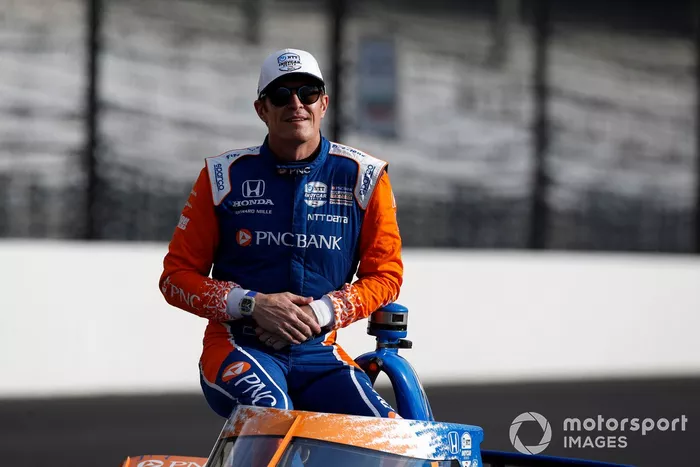 Scott Dixon, Chip Ganassi Racing Honda celebra la obtención del premio NTT P1 y la pole position
