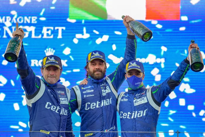 Podio: #47 Cetilar Racing, Ferrari 488 GTE Evo: Giorgio Sernagiotto, Roberto Lacorte, Antonio Fuoco
