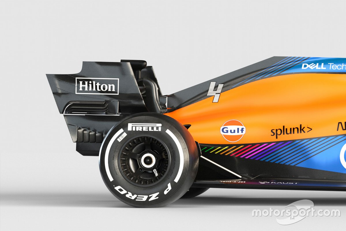 Detalle trasero del McLaren MCL35M