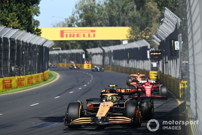 Lando Norris, McLaren MCL38, Charles Leclerc, Ferrari SF-24, Oscar Piastri, McLaren MCL38