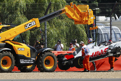Romain Grosjean, Haas F1 Team, after the crash