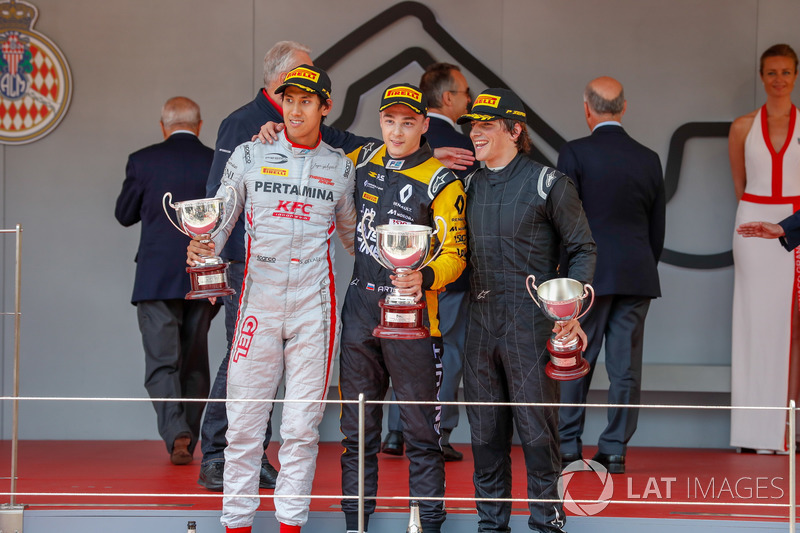 Podium: Race winner Artem Markelov, RUSSIAN TIME, second place Sean Gelael, PREMA Racing, third place Roberto Merhi, MP Motorsport