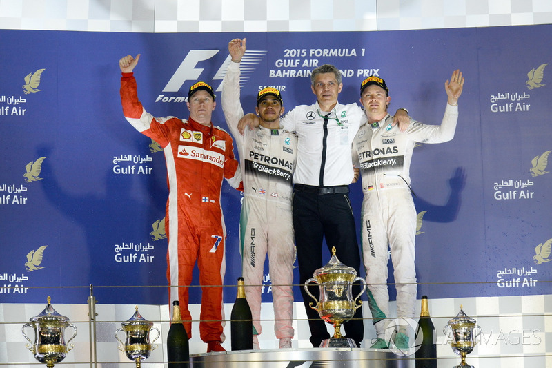 2015: 1. Lewis Hamilton, 2. Кimi Raikkonen, 3. Nico Rosberg