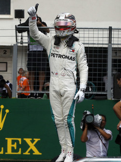 Pole sitter Lewis Hamilton, Mercedes-AMG F1 celebrates in parc ferme