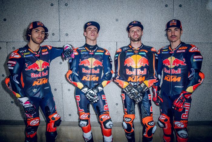 Pedro Acosta, Red Bull KTM Tim Pabrik Balap, Brad Binder, Red Bull KTM Tim Pabrik Balap, Enea Bastianini, Red Bull KTM Tech 3, Maverick Vinales, Red Bull KTM Tech 3
