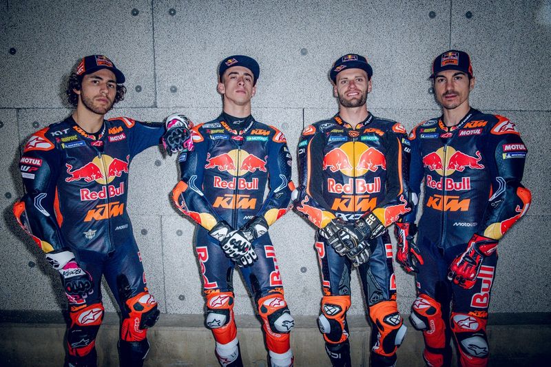 Pedro Acosta, Red Bull KTM Factory Racing, Brad Binder, Red Bull KTM Factory Racing, Enea Bastianini, Red Bull KTM Tech 3, Maverick Vinales, Red Bull KTM Tech 3
