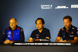 Franz Tost, Team Principal, Toro Rosso, Toyoharu Tanabe, F1 Technical Director, Honda, and Christian Horner, Team Principal, Red Bull Racing, in the Press Conference