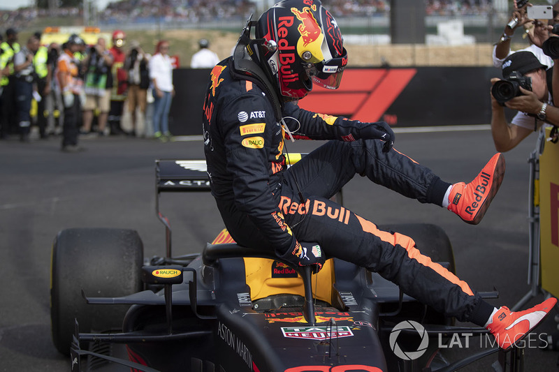 Max Verstappen, Red Bull Racing RB14 en parc ferme