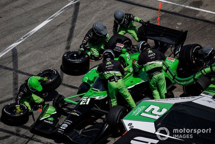 Rinus VeeKay, Ed Carpenter Racing Chevrolet, parada en boxes