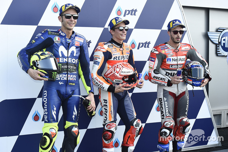 Polesitter Marc Marquez, Repsol Honda Team, Valentino Rossi, Yamaha Factory Racing, Andrea Dovizioso, Ducati Team