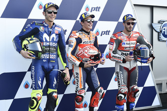 Polesitter Marc Marquez, Repsol Honda Team, Valentino Rossi, Yamaha Factory Racing, Andrea Dovizioso, Ducati Team