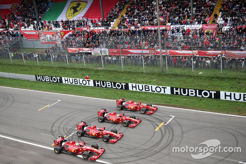 Andrea Bertolini, Ferrari F60, Giancarlo Fisichella, Ferrari F60, Davide Rigon, Ferrari F60 e Marc Gené, Ferrari F60