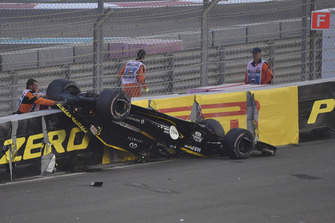 Crash Nico Hulkenberg, Renault Sport F1 Team R.S. 18