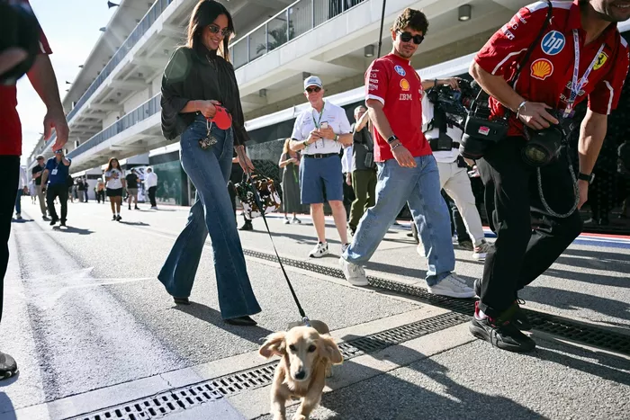 Charles Leclerc, Ferrari with his girlfriend Alexandra Saint Mleux