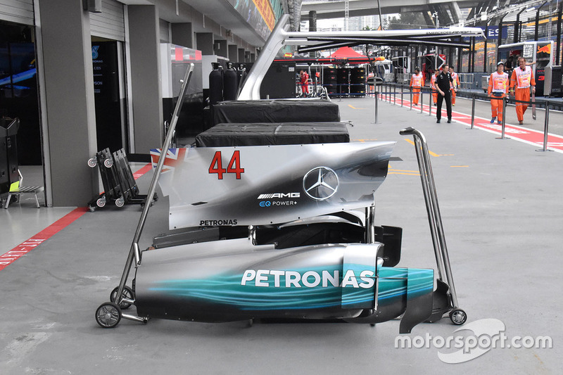 Lewis Hamilton, Mercedes AMG F1 W08 bodywork detail