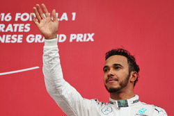 Lewis Hamilton, Mercedes AMG F1 celebrates his third position on the podium