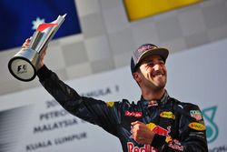 Race winner Daniel Ricciardo, Red Bull Racing celebrates on the podium