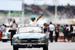 Lewis Hamilton, Mercedes AMG F1, in the drivers parade