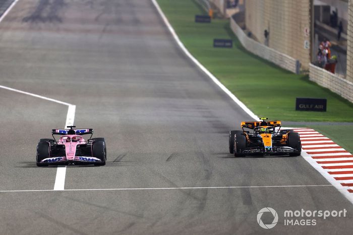 Esteban Ocon, Alpine A523, Lando Norris, McLaren MCL60