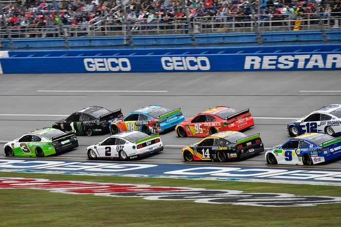  Austin Dillon, Richard Childress Racing, Chevrolet Camaro American Ethanol / RCR 50th,  Kurt Busch, Chip Ganassi Racing, Chevrolet Camaro Monster Energy,  Brad Keselowski, Team Penske, Ford Mustang Miller Lite,  Kyle Busch, Joe Gibbs Racing, Toyota Camry M&M's Hazelnut,  Matt DiBenedetto, Leavine Family Racing, Toyota Camry One Bite, and  Clint Bowyer, Stewart-Haas Racing, Ford Mustang Rush / Mobil Delvac 1