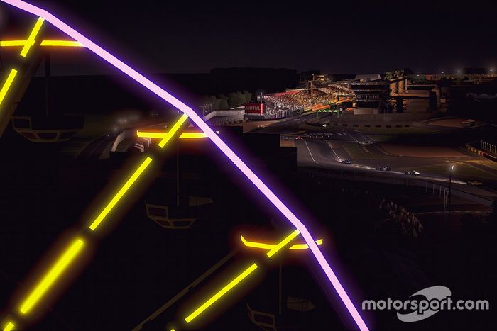 Vista aérea del circuito en la noche