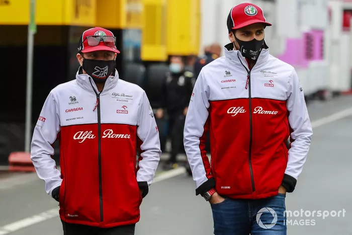 Kimi Raikkonen, Alfa Romeo and Antonio Giovinazzi, Alfa Romeo 