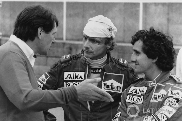 John Barnard habla con Niki Lauda, McLaren y Alain Prost, McLaren