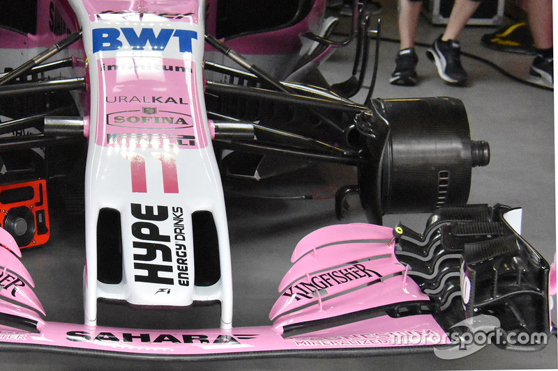 Le nez et l'aileron avant de la Force India VJM11