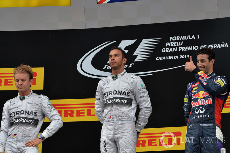 2014: 1. Lewis Hamilton, 2. Nico Rosberg, 3. Daniel Ricciardo