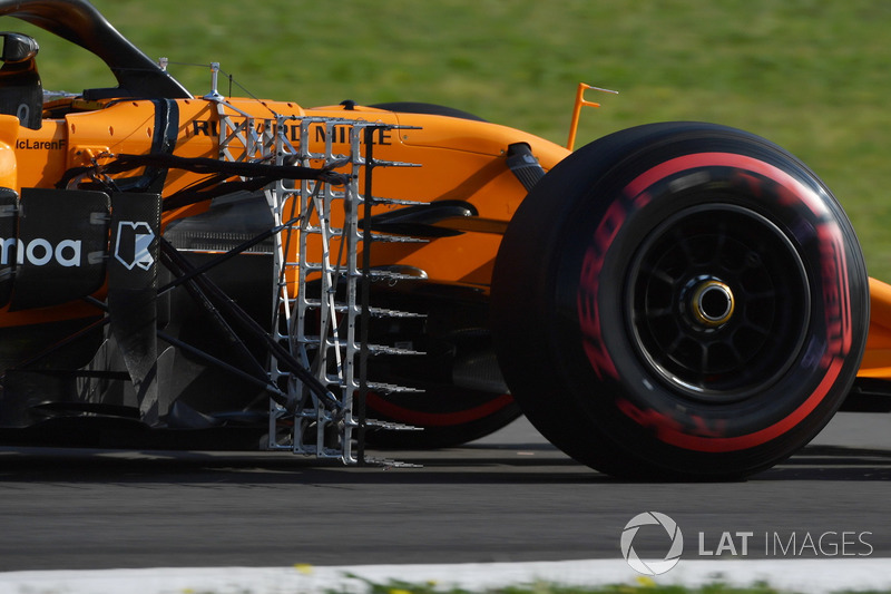 Lando Norris, McLaren MCL33 con sensores aerodinámicos