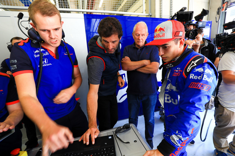 Marc Marquez, tests the Toro Rosso F1 car, with ex Formula 1 driver, Mark Webber