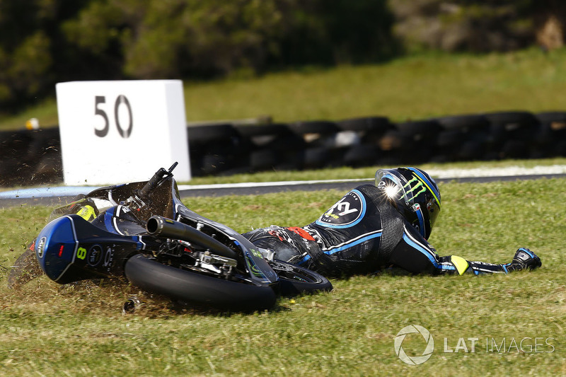10. Nicolo Bulega, Sky Racing Team VR46 crash
