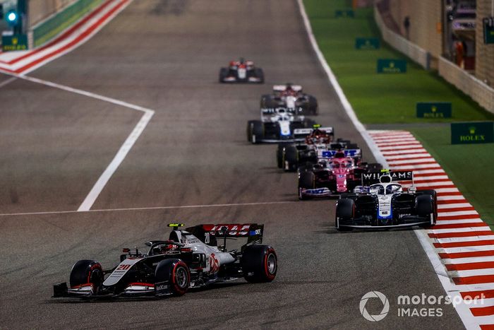Kevin Magnussen, Haas VF-20, Nicholas Latifi, Williams FW43, Sergio Pérez, Racing Point RP20, Antonio Giovinazzi, Alfa Romeo Racing C39