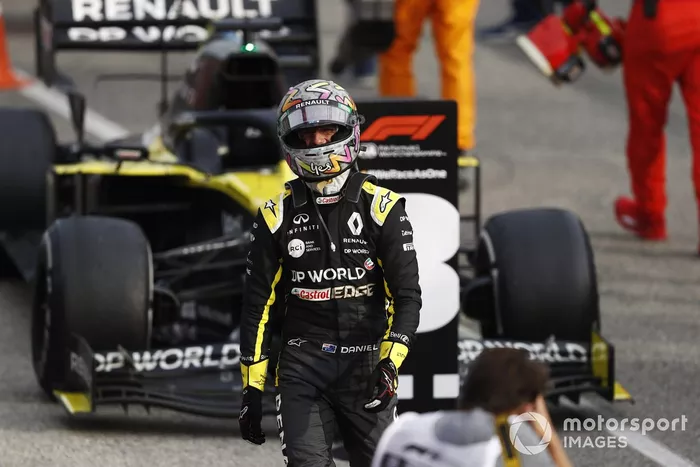 Tercer lugar Daniel Ricciardo, Renault F1 celebra en Parc Ferme 