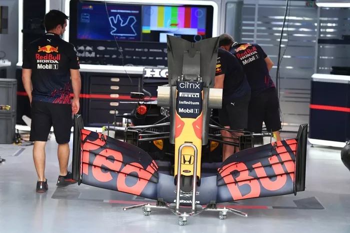Red Bull Racing RB16B nose and front wing detail