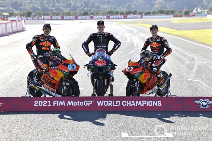 Remy Gardner, Red Bull KTM Ajo, Fabio Quartararo, Yamaha Factory Racing, Pedro Acosta, Red Bull KTM Ajo 